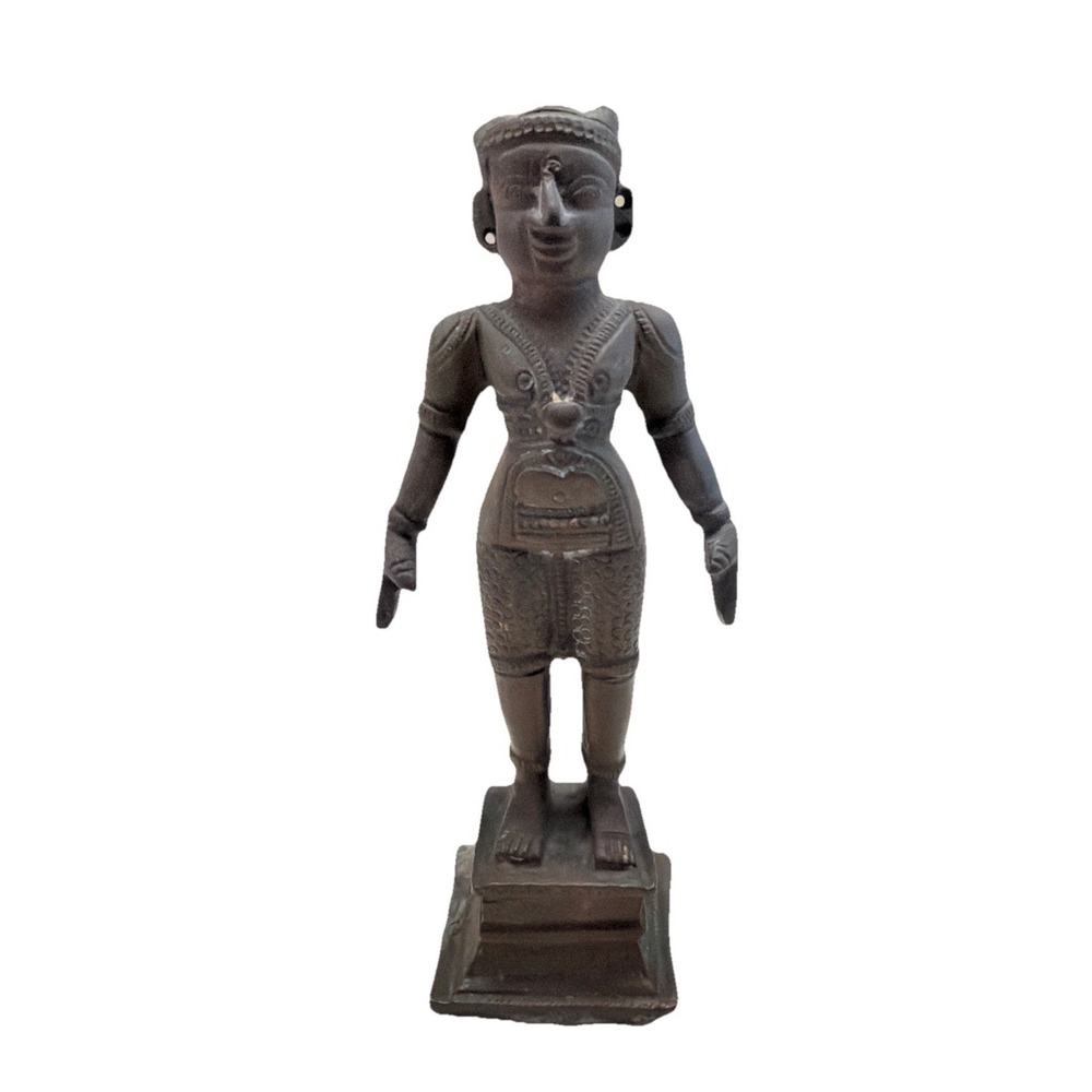 Vtg African Tribal Bronze Male Figure Statue Handmade Ethnographic Folk Art